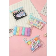 Nasadan Külah Dondurma Lolipop Galaksi Mini Kalemler 4'lü Fosforlu Kalem Seti