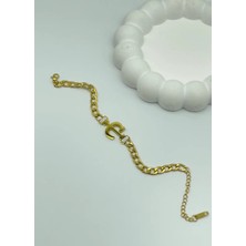 Biju Yılmaz Çelik Gold C Harf Bileklik - 25-BLK82