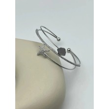 Biju Yılmaz Vip Silver Yıldız Taşlı Kelepçe - 26VIPK31