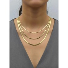 Biju Yılmaz Çelik Gold 3'lü Italyan Kolye 3mm - 25-CLKK267