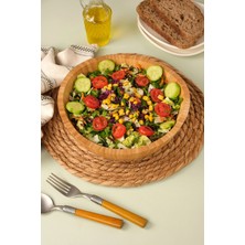 Avantage Home Mia - 23 cm Bambu İkeanatural Salata Kasesi, Sunum Kasesi, Dekoratif Kase, İskandinav Kase