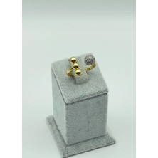 Biju Yılmaz Çelik Gold Ayarlanabilir Taşlı Yüzük - 25YZK36