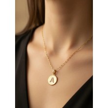 Biju Yılmaz Çelik Gold Madalyon A Harf Kolye - 25-CLKK200