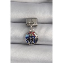 Bazarhane 316L Çelik Gümüş Renk Sallantı Dünya Model Nomination Charm