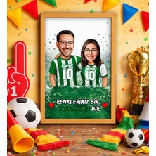 Bk Gift Kişiye Özel Isimli Yeşil-Beyaz Sevgili Karikatürlü Ahşap Çerçeveli Tablo - 40X25CM, Doğum Günü Hediyesi, Taraftar Hediyesi