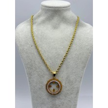 Biju Yılmaz Çelik Gold Taşlı Çeyreklik Kolye - 26CLKO28