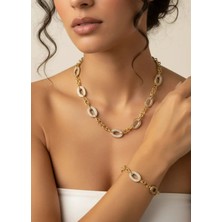 Biju Yılmaz Xuping Gold Taşlı Bileklik Kolye Set - 26XPS01