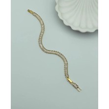 Biju Yılmaz Çelik Gold 4mm Baget Su Yolu Bileklik - 25-BLK57