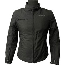 Venom Motosiklet Kadın Montu 4 Mevsim Alice Siyah Motorcu Mont