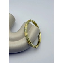 Biju Yılmaz Vip Gold Sarı Çiçekli Mineli Kelepçe - 26KLP28