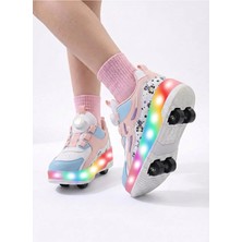 Macy Sport Nils Kız Çocuk Patenli, Işıklı Rahat Pembe Spor ve Günlük Ayakkabı&sneaker | Yeni Model Tarz Patenli Kaykay Ayakkabı