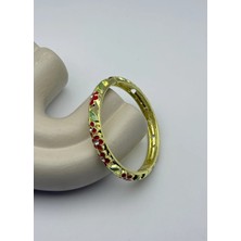 Biju Yılmaz Vip Gold Kırmızı Çiçekli Mineli Kelepçe - 26KLP39