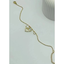 Biju Yılmaz Çelik Gold Taş'lı Kalp Bileklik - 25-BLK105