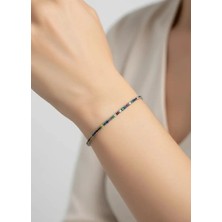 Biju Yılmaz Çelik Silver Mini Renkli Yuvarlak Taşlı Su Yolu Bileklik - 26SLB43