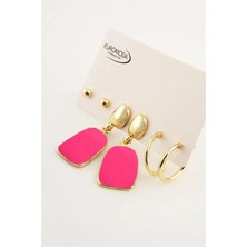 Euromoda Sedefli Mineli Özel Tasarımlı Vidalı Küpe