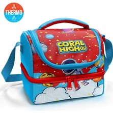 Coral High Kids Kırmızı Mavi Astronot Uzay Desenli Thermo Iki Katlı Beslenme Çantası 37209