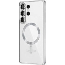 Teknomoda Samsung Galaxy S26 Ultra Kılıf Kamera Lens Korumalı Renkli Magsafe Şeffaf Silikon Gümüş