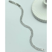 Biju Yılmaz Çelik Silver Taşlı Su Yolu Bileklik - 25-BLK112