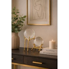 Vinner Atelier Lagos & Kano Kristal Küre Dekor Seti – Pirinç Lüks Salon Konsol ve Ofis Aksesuarı