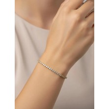 Biju Yılmaz Çelik Gold Yuvarlak Taşlı Su Yolu Bileklik - 26SLB38