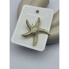 Biju Yılmaz Vip Gold Taşlı Deniz Yıldızı Broş - 26BRS06