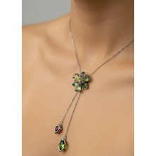 Biju Yılmaz Çelik Silver Yeşil  Lydllia Kolye - 25-CLKK251