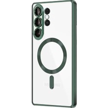 Teknomoda Samsung Galaxy S26 Ultra Kılıf Kamera Lens Korumalı Renkli Magsafe Şeffaf Silikon Yeşil
