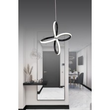 Yeo Aydınlatma Modern Mat Siyah LED 3 Renk Avize - Yonca Tasarım Geometrik Sarkıt - Salon ve Antre Için Minimalist Aydınlatma