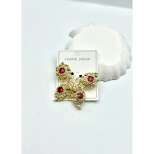 Biju Yılmaz Vip Gold Renkli Taşlı Kelebek Broş - 26BES31