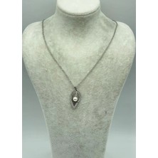 Biju Yılmaz Çelik Silver Incili Yaprak Kolye - 25-CTR179