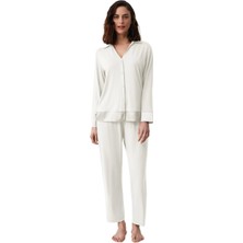 Penye Mood Kadın Ekru Pijama Takım PM9909