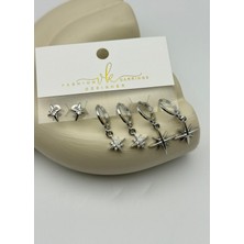 Biju Yılmaz Vip Silver Taşlı Sallantılı 6'lı Küpe - 26VIPKP64