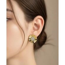 Biju Yılmaz Xuping Gold Taşlı Çiçek Küpe - 25-XPKP142