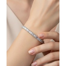 Biju Yılmaz Çelik Silver Baget Taşlı Su Yolu Bileklik - 25-BLK324