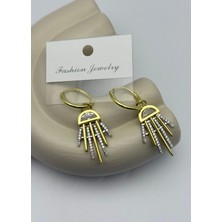 Biju Yılmaz Vip Gold Taşlı Sallantılı Tasarım Küpe - 26VIPKP14