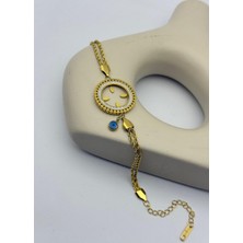 Biju Yılmaz Çelik Gold Taşlı Tasarım Çeyreklik Bileklik - 26BLK25