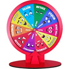 heptex Ahşap Üzeri UV Baskı Çarkıfelek Oyun Çarkı 25 x 25 cm Yuvarlak Desenli Eğlenceli Oyun