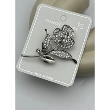 Biju Yılmaz Vip Silver Taşlı Gül Broş - 26BRS07