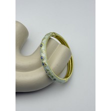 Biju Yılmaz Vip Gold Mavi Çiçekli Mineli Kelepçe - 26KLP32