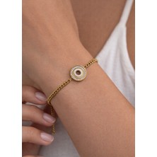 Biju Yılmaz Çelik Gold Yuvarlak Taşlı Bileklik - 26BLK03