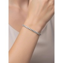 Biju Yılmaz Çelik Silver Yuvarlak Taşlı Su Yolu Bileklik - 26SLB13