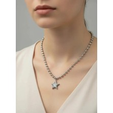 Biju Yılmaz Çelik Silver Yıldız Kolye - 25-CLKK66