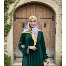 Levamor Kadın Işıltılı Kristal Taşlı Lüks Abiye Eşarp Sarı