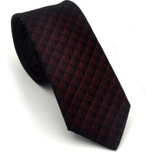 Gaffy Siyah Küp Desenli Bordo Dokuma Kumaş Mendilli Slim Fit Kravat // SDK-2605-4