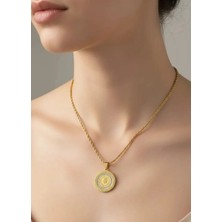 Biju Yılmaz Çelik Gold Taşlı Yarım Kolye - 25-CLKK250