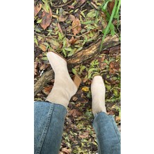 Akça Shoes Bej Süet Topuklu Bot