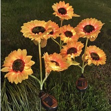 Gaman 2 Adet Güneş Enerjili Üç Başlı Ayçiçeği - Bahçe Dekoratif Aydınlatması