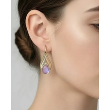 Biju Yılmaz Xuping Gold Mor Taşlı Tasarım Küpe - 25-XPKP331