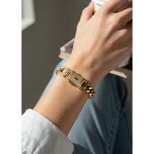 Biju Yılmaz Vip 22K Altın Kaplama Kalın Taşlı Gurmet Gold Bileklik - 26VIPB06