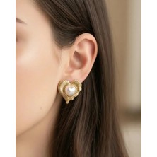 Biju Yılmaz Xuping Rose Incili Kalp Küpe - 25-XPKP273